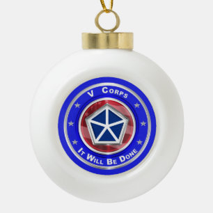 V Corps Christmas Keepsake Ceramic Ball Christmas Ornament