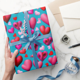 v day heart wrapping paper