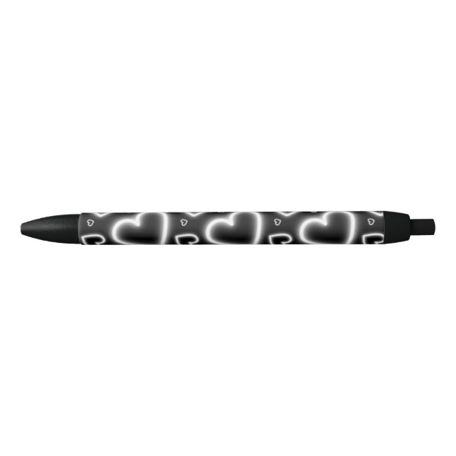 V-Day White Neon Hearts Black Ink Pen (Front)