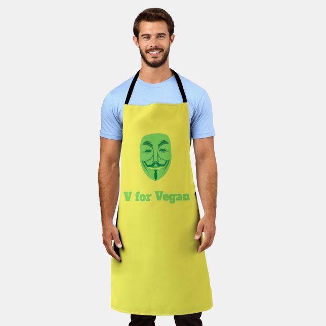 V for vegan apron (Worn)
