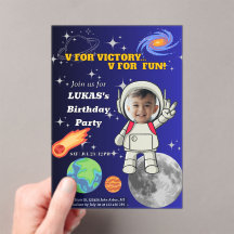  V For Victory V For Fun Astronaut Boy Birthday 