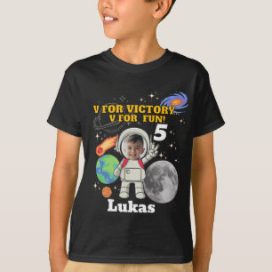  V For Victory V For Fun Astronaut Boy Birthday  T-Shirt