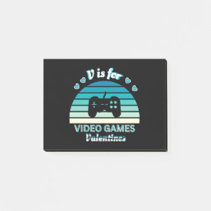 V for Video Games Not Valentines - Funny Retro Col Post-it Notes