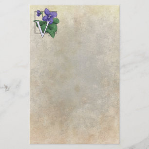 V for Violets Flower Monogram Stationery
