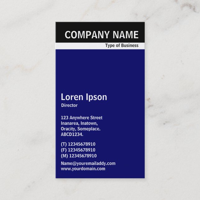 V Header Band - Black with Dark Blue 000066 Business Card (Front)