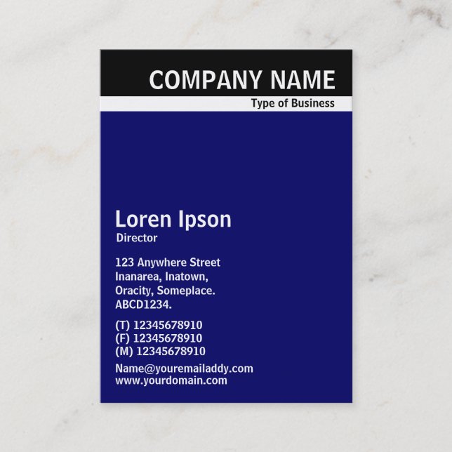 V Header Band - Black with Dark Blue 000066 Business Card (Front)