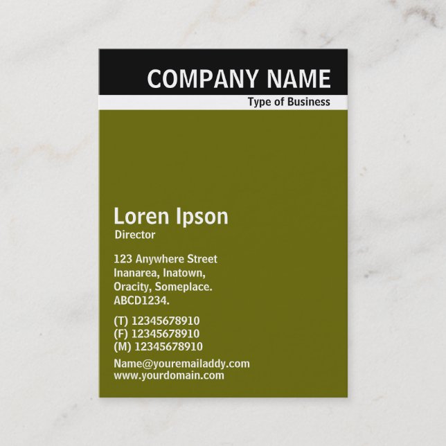 V Header Band - Black with Green 666600 Business Card (Front)