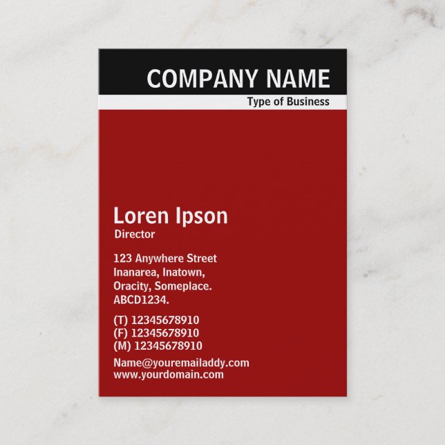 V Header Band - Black with Maroon 990000 Business Card (Front)
