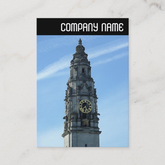 V Header - City Hall Clock, Cardiff Business Card (Front)