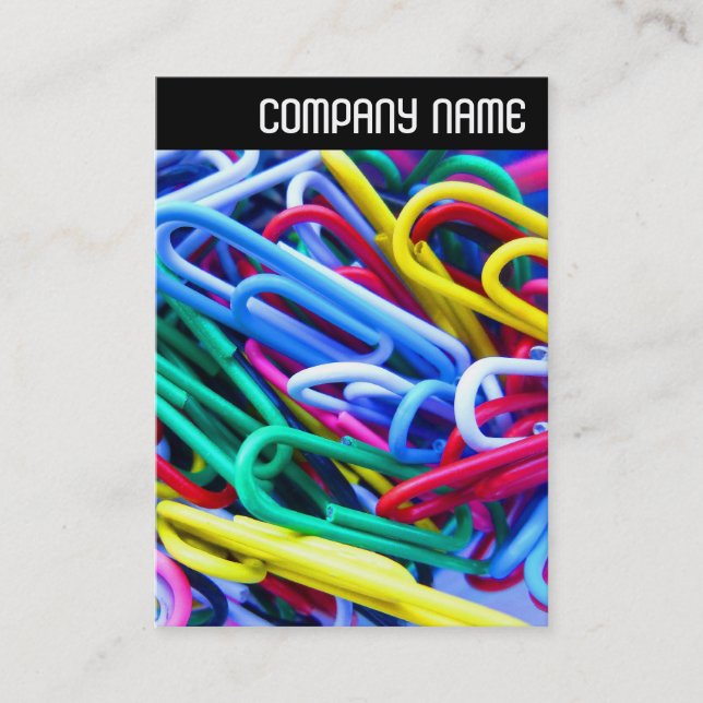 V Header - Colourful Paperclips Business Card (Front)