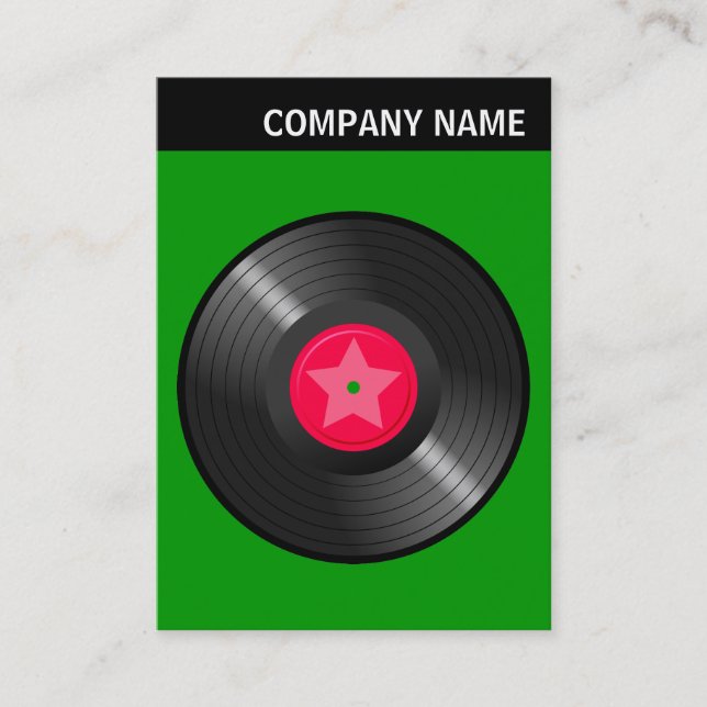 V Header - Image - LP Record - On Green Business Card (Front)