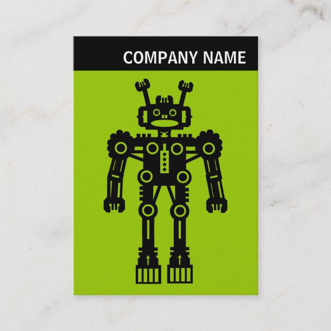 V Header - Photo - Robot - Green Business Card (Front)