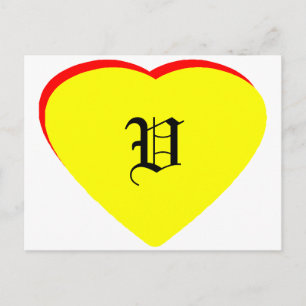 "V" Heart Yellow Red Wedding Invitation The MUSEUM Postcard