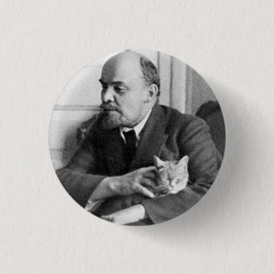 V.I. Lenin pets a Cat Small, 1¼ Inch Round Button
