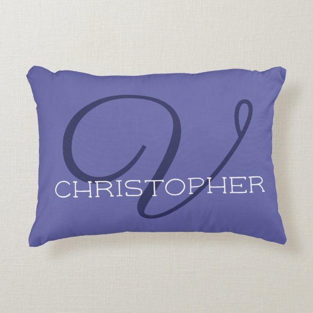 V Initial Calligraphy Name Monogrammed Decorative Cushion (Front)