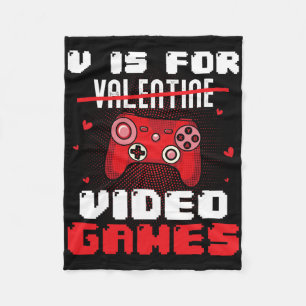 V Is For Valentine Video Gamer Valentines For Kids Fleece Blanket