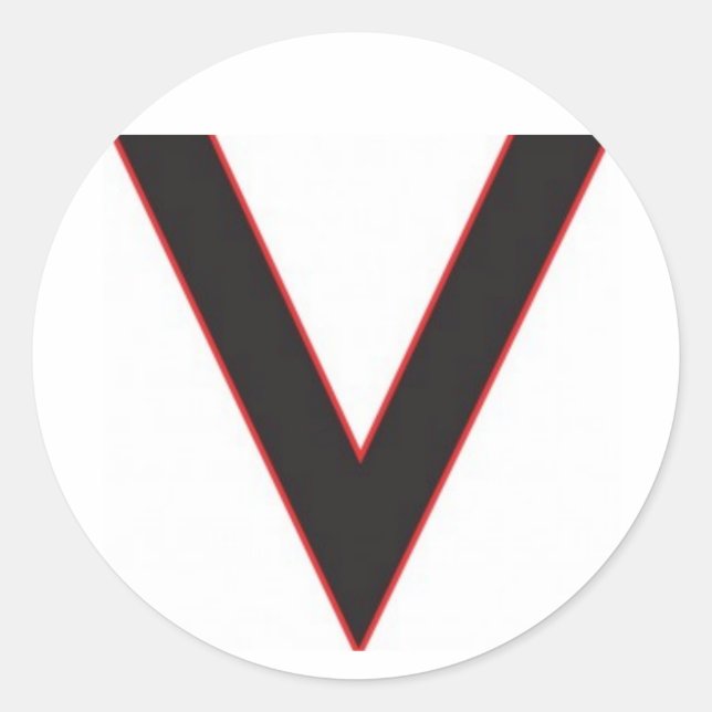 v is for victory classic round sticker (Front)