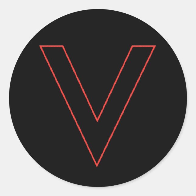 V is for Victory Classic Round Sticker (Front)