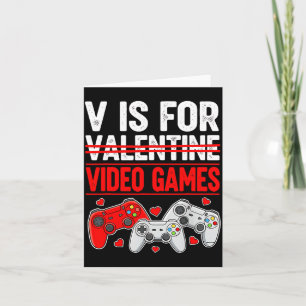 V Is For Video Game Funny Valentines Day Gamer Boy Card