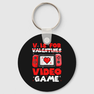V Is For Video Games Funny Valentines Day Gamer Bo Key Ring