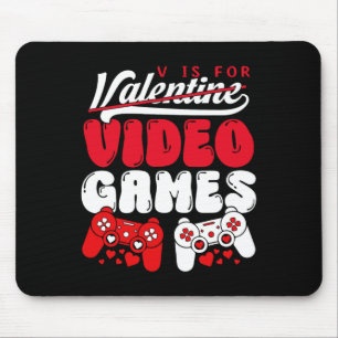 V Is For Video Games Funny Valentines Day Gamer Bo Mouse Pad