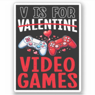 V is for Video Games Funny Valentines Gamer 