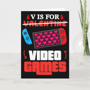 V Is For Video Games Heart Gamer Valentine Day Boy Card