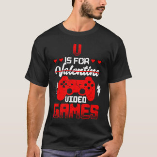 V Is For Video Games  Valentines Day Gamer Boy Men T-Shirt