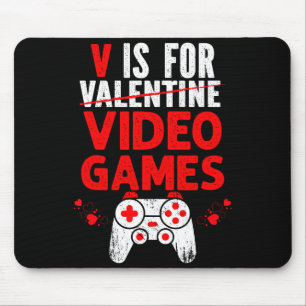 V is for video games valentines funny gamer boy mouse pad