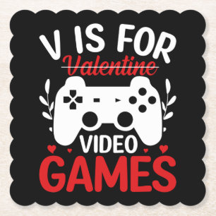 V is for Video Games with Valentine Crossed Out Paper Coaster