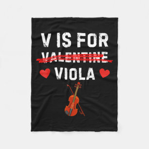 V Is For Viola Funny Violist Music Valentine  Fleece Blanket