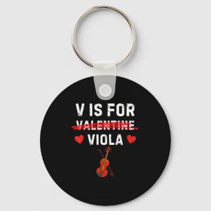 V Is For Viola Funny Violist Music Valentine  Key Ring