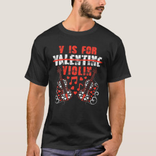 V Is For Violin Vintage Calligraphy Violin Music V T-Shirt