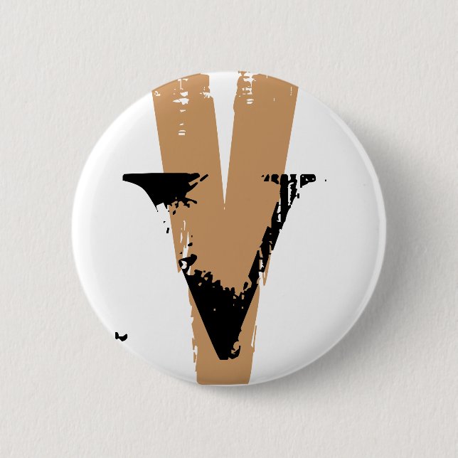 V monogram 6 cm round badge (Front)
