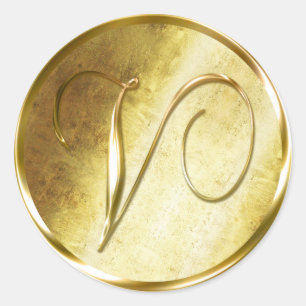 V Monogram Faux Gold Envelope Seal Stickers