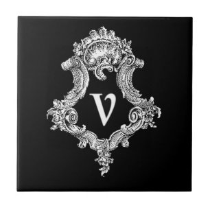 V Monogram Initial Tile