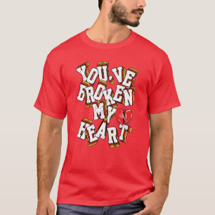 V-Neck T-Shirt : Broken Heart (red)