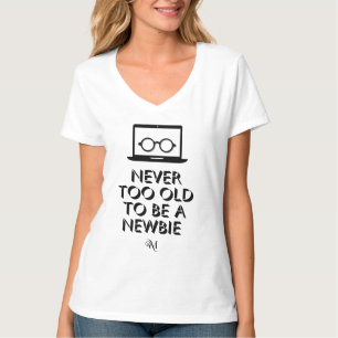 V-Neck T-Shirt : Never To Old (white)