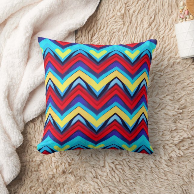 V Shape Seamless Pattern with Hearts Cushion (Blanket)