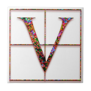 V Trajanus Red Custom Monogram Tile