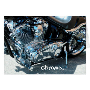 V-twin Motorcycle Chrome Motor Biker Birthday Card