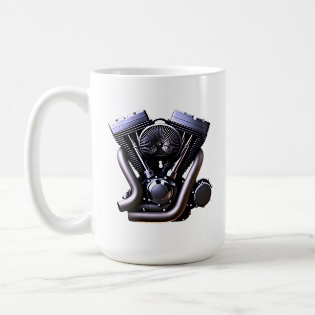 V-twin motorcycle engine coffee mug (Left)