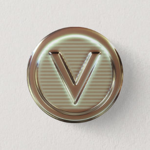V - Vegan letters 1/5 3 Cm Round Badge