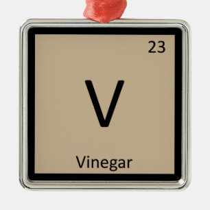 V - Vinegar Chemistry Periodic Table Symbol Metal Tree Decoration