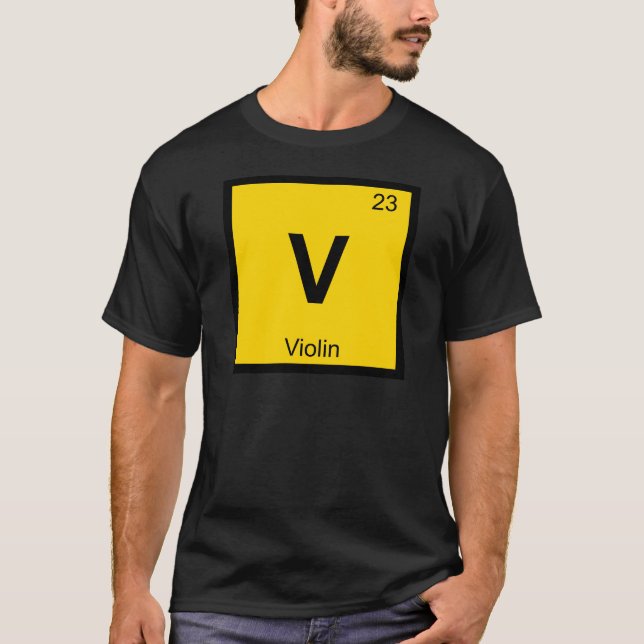 V - Violin Music Chemistry Periodic Table Symbol T-Shirt (Front)