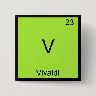 V - Vivaldi Funny Chemistry Element Symbol T-Shirt 15 Cm Square Badge