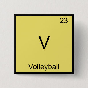 V - Volleyball Funny Chemistry Element Symbol Tee 15 Cm Square Badge