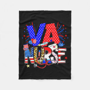 Va Nurse 4th Of July American Flag Stethoscope  Fleece Blanket