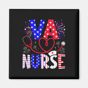 Va Nurse 4th Of July American Flag Stethoscope Magnet