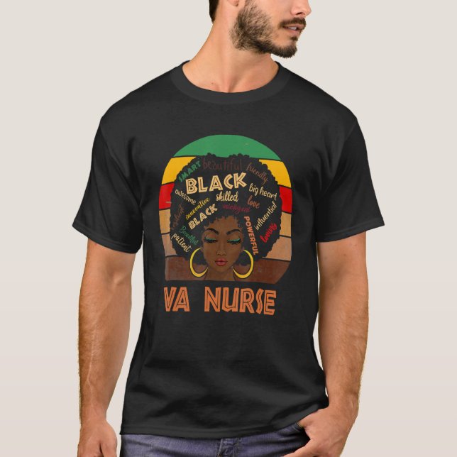 Va Nurse Afro African American Women Black History T-Shirt (Front)